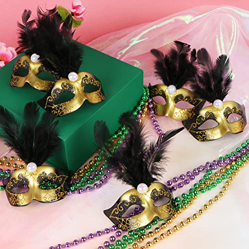 12 Pcs Mini Mardi Gras Masks, Small Masquerade Masks Bulk for Mardi Gras Party Decorations