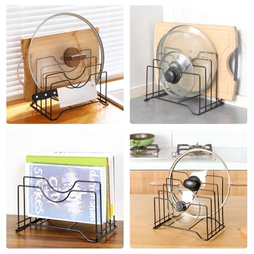 Sunicon Cutting Board Holder Rack, Pot Pan Lids Holder Chopping Board Organizer Thin Bakeware Tray Dry Display Stand for K...