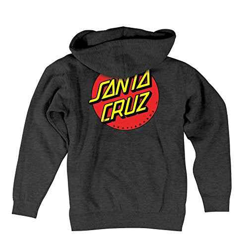 Santa Cruz Mens Classic Dot Hoody Zip Sweatshirt Small Charcoal Heather