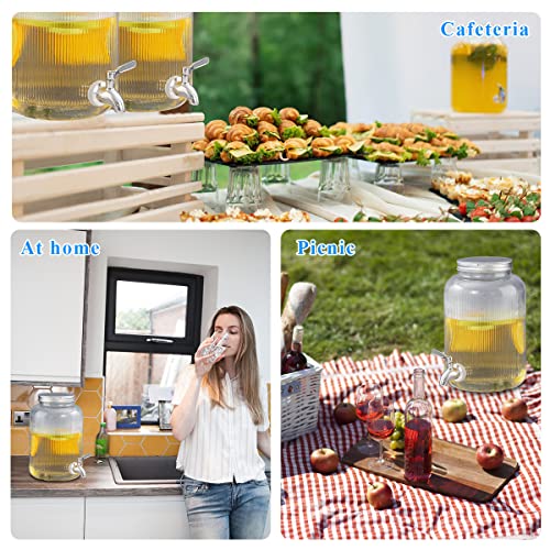 Berglander Glass Drink Dispenser for Fridge, 1 Gallon Beverage Dispenser with Leakproof Stainless Steel Spigot, Water, Lau...