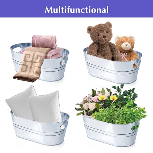 4 Gallon Ice Buckets for Parties, IKAYAS Galvanized Metal Ice Bucket Ice Tub with Scoop for Cocktail Bar Mimosa Bar Suppli...