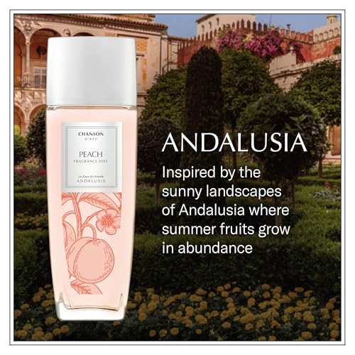Chanson Peach Hair & Body Mist for Women 2.5 fl oz (Pack of 1), Notes of Bergamot, Peach, and Musk, Women's Fragrance, Long Lasting, Everyday Fragrance, Travel Size