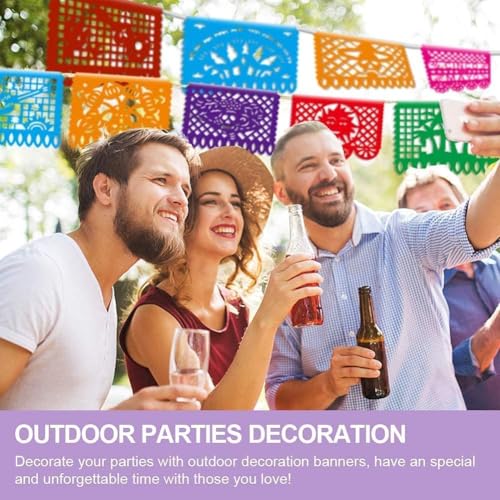 Asoulin 6PCS Mexican Party Decorations, 90FT Plastic Papel Picado Fiesta Party Banners, Dia De Los Muertos, Day of The Dea...