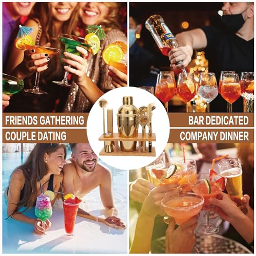 JNWINOG 9Pcs-Cocktail Shaker Set Bartending Kit Cocktail Bar Set Cocktail Mix Drink Making Kit Professional Bar and Home D...