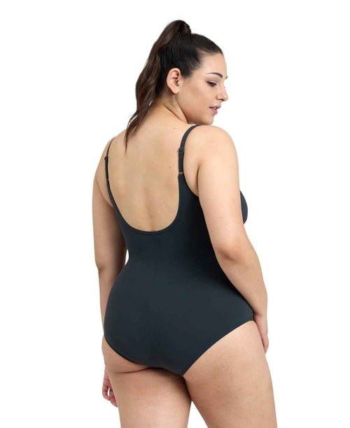 ARENA Bodylift Women's Maura C-Cup Plus Size One Piece Shaping Swimsuit U Back Tummy Control Bathing Suit, Night Gray, 16W-18W