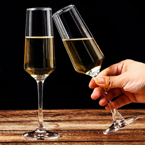 Champagne Glasses, Set of 12 Champagne Flutes with Unique Shape, Long stem Sparkling Wine glasses for Party, Restaurant, B...