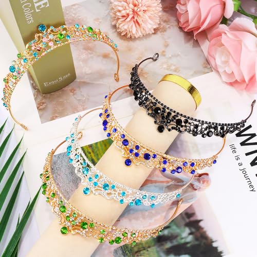 TOBATOBA Rainbow Tiara Crowns for Women Princess Wedding Tiara Queen Crown for Bride Quinceanera 15 años Birthday Bridal P...