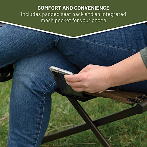 Timber Ridge Bungee Folding Camping Chairs for Adults, Heavy Duty Collapsible Padded Chair with Armrests Cup Holder, Folda...