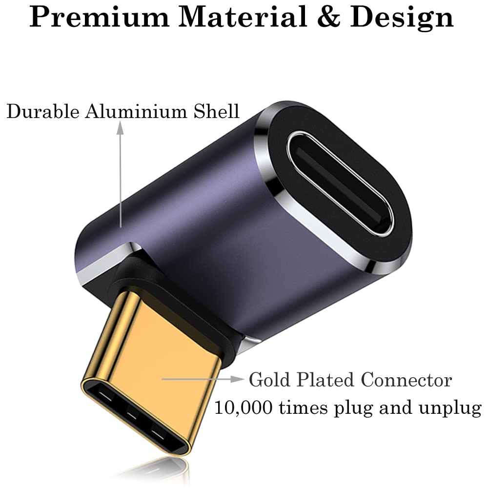 Auvipal 90 Degree Usb C Adapter (4 Pack), Up And Down Right Angle L Shape Usb Type C Male To Female Connector For Steam Deck, Ro