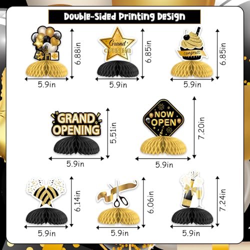 Kreatwow 8Pcs Grand Opening Honeycomb Centerpieces Black Gold Grand Opening Decorations Now Open Decor Congrats New Store ...