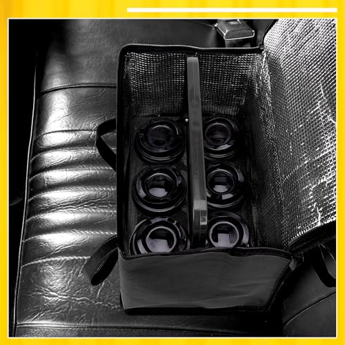 Reusable 6 Cup Drink Carrier with Handle and Insulated Bag for Hot and Cold Drink/Food, Foldable Plastic Cup Holder and La...