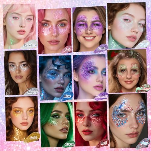 YBUETE Violet Face and Body Glitter Stick for Sparkling Makeup, Hair Glitter Accessories for Women, Highlighting Stick for...