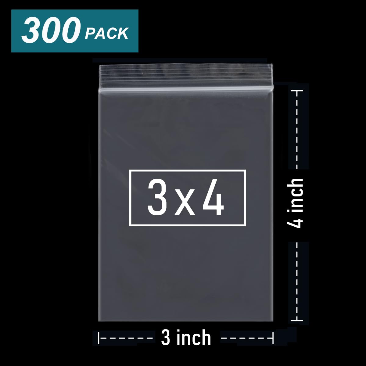 Wddeevoi 300 PCS Small Plastic Bags, 3 x 4 Inch Small Zip Bags, Transparent Jewelry Bags Reclosable, Clear Mini Baggies, Resealable Lock Poly Bags for Pill, Beads, Screws, Packaging