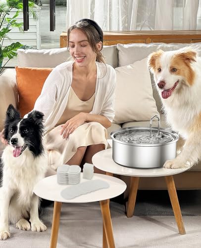 oneisall Dog Water Fountain for Large Dogs,7L/230oz/1.8G Stainless Steel Dog Fountain Super Quiet with Triple Filtration,G...