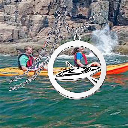 LQRI Kayak Necklace River Kayak Pendant Necklace Camping Canoe Gift Kayaking Boater Kayak Gift