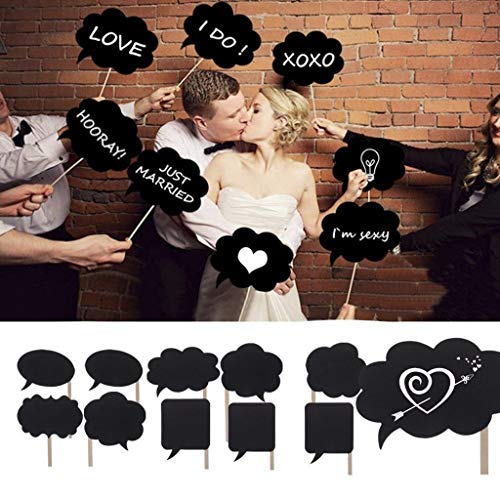 Photo Booth Props Kit,Writable Black Paper Card Board Photographing Props for Wedding Birthday Prom Party Favor(10pcs with...