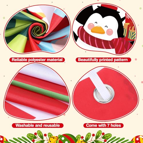 Christmas Photo Booth Props Selfie Frame Banner Polar Bear Penguin Xmas Backdrop for Christmas Xmas Winter Holiday Party N...