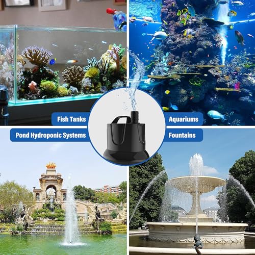 Simple Deluxe 1056GPH Submersible Water Fountain Pump, (4000L/H, 85W) Quick Water Change Aquarium Pump, 13ft High Lift, fo...