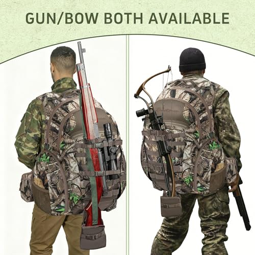 OUUTMEE Hunting Backpack with Waterproof Rain Cover, 35L Hunting Backpacks for Men, Durable Large Capacity Hunting Day Pac...