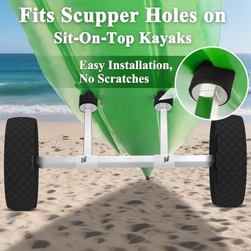 GanFindX Kayak Cart Canoe Trolley Carrier Kayak Accessories Transport Dolly with Solid Foam Wheels Detachable Frame Uprigh...