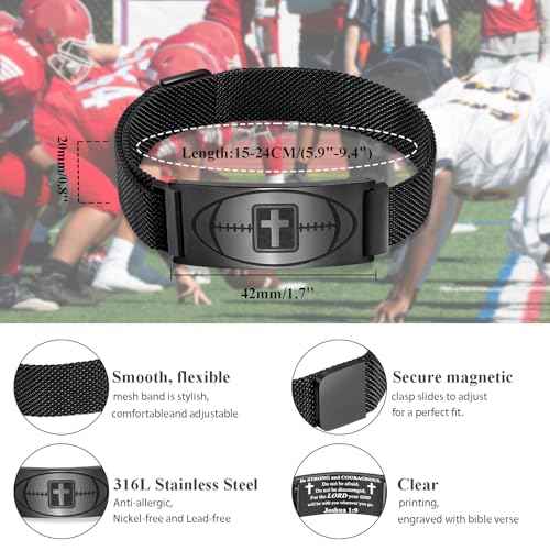 Stocking Stuffers for Boys - Baseball Soccer Football Basketball Bracelet Gifts,Faith Cross Bracelets for Men Baptism First Communion Confirmation Birthday Christmas Gifts for Grandkids,Adjustable Size