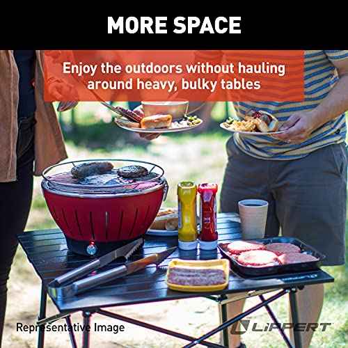 Lippert HD Hybrid Foldable Camp Table with Carry Bag White 27 1/2¡± x 27 1/2¡± x 27 1/2" (H x W x D),Hammer Grey
