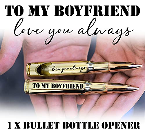 Anniversary for Boyfriend - "To my Boyfriend" 50 Cal Bottle Opener I Birthday Gifts for Boyfriend I Unique 6 Month / 1 Year Anniversary for Boyfriend I Cute Boyfriend Gifts from Girlfriend