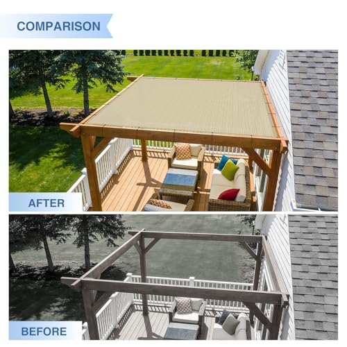 E&K Sunrise 16' x 28' Sun Shade Sail Straight Edge Rectangle Canopy Shade Cover with D-Ring Grommets UV Block for Outdoor ...