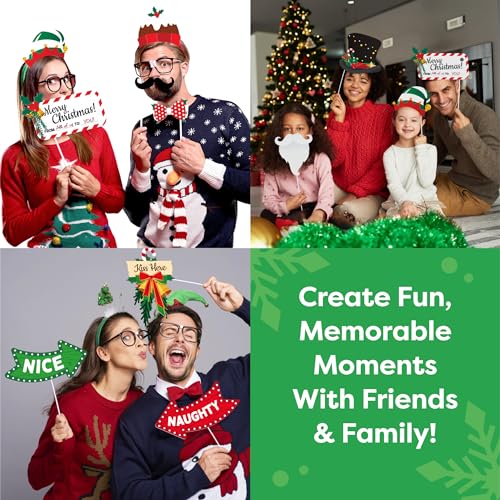 Christmas Photo Booth Props 38pc Set - Christmas Party Decorations, Party Favors, Games & Supplies for Kids Adults - Chris...