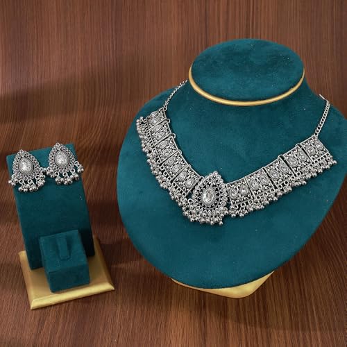 Retro Indian Traditional Jewellery Set For Women Bridal Wedding Party Antique Silver Oxidized Ethnic Prom Wear Statement N...