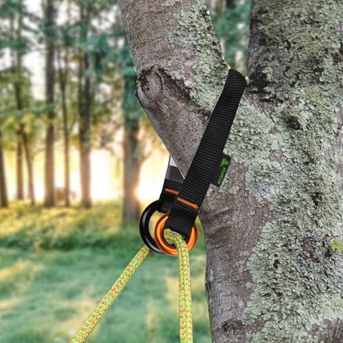 TFTICFH Friction Saver, 23kN Cambium Saver Retrievable Anchor, Climbing Rope Loop Belt Sling with Two 25kN Aluminum Rings ...