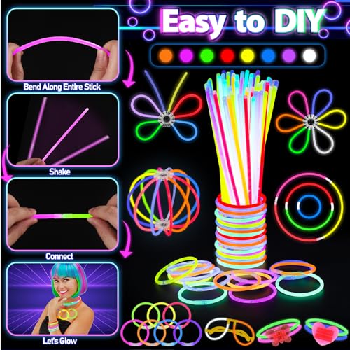 130PCS Glow in the Dark Party Supplies for Kids Adults, Light Up Party Favors with LED Glasses, Headbands, Finger Lights, ...