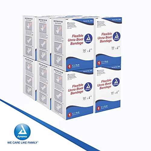 Dynarex 3453 Unna Boot Bandage, Individually Packaged, Provides Customized Compression, With Zinc Oxide, Soft Cast, 3" x 10 Yard, Pack of 12