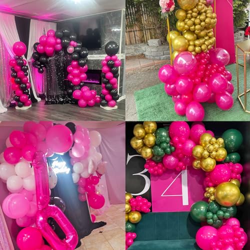 114pcs Pink Balloon Garland Arch kit, 18 12 10 5 inch Hot Pink Latex Balloons, Different Sizes Magenta Balloon for Engagem...