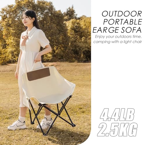 Herb Life Ultralight Folding Camping Chair, 450 lbs Capacity, Off-white, Solid, Adult, Outdoor, Beach, Lawn, Campground