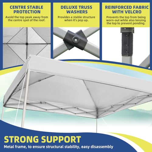 10x10 ft Pop Up Canopy Tent, Easy Up Instant Outdoor Canopy, Straight Legs, Wheeled Carry Bag - White