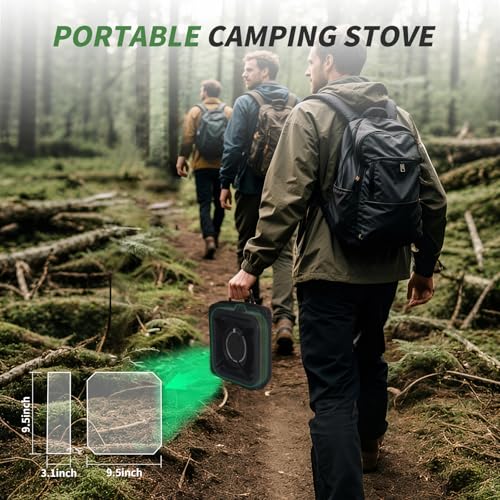 Portable Propane Camping Stove - Single Burner Propane Camp Stove with 10.6 Inch Carry Bag, Windproof Design & Gas Hose fo...