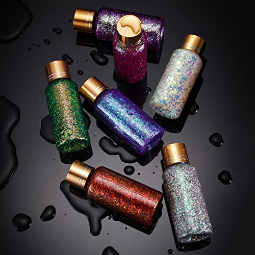 Green Gold Face Body Hair Glitter Gel for St. Patrick's Day Mardi Gras Festival Rave Accessories, Long Lasting Holographic...