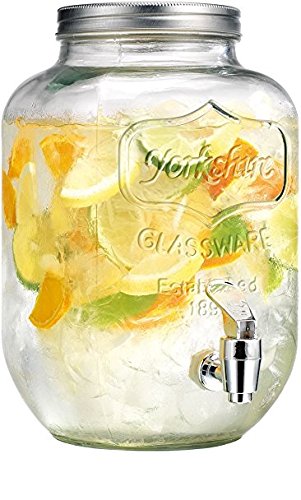 Circleware Sun Tea Mini Mason Jar Glass Beverage Dispenser with Lid, Glassware For Water, Juice, Beer, Wine, Liquor, Kombu...