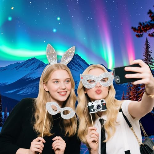 5.9 X 3.6 Ft Colorful Northern Lights Backdrop, Birthday Party Photo Valentine's Day Backdrops, Camping Forest Northern Li...