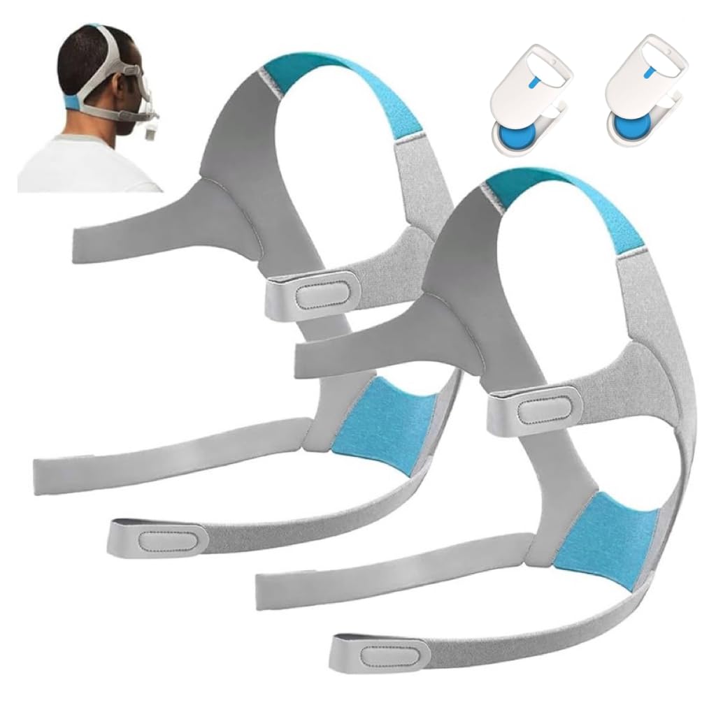 Jungle Care F20 CPAP Headgear Replacement Straps for ResMed Airfit/AirTouch with Magnetic Clips (2-Pack), Gray
