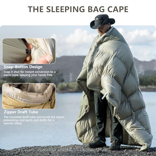 BISINNA Down Sleeping Bag for Adults 650FP Ultralught Wearable 3 Season Backpacking Sleeping Bags Muti-Use Outdoor Packabl...