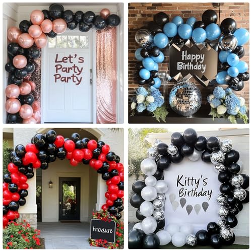 APLANET 150pcs Black Balloons Different Sizes 18 12 10 5 Inch, Latex Balloons for Black Themed Birthday Wedding Baby Showe...
