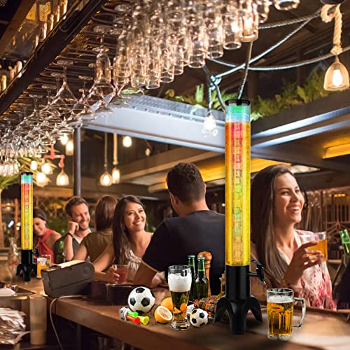 Beer Dispenser, 100oz/3.2 qt Mimosa Tower Dispenser with Ice Tube and LED Light for Margarita, Liquor, Beverage - Tabletop...