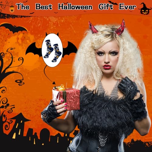 Halloween Socks,Unisex Crew Novelty Socks,Festive Design,Holiday Costume Party Wear