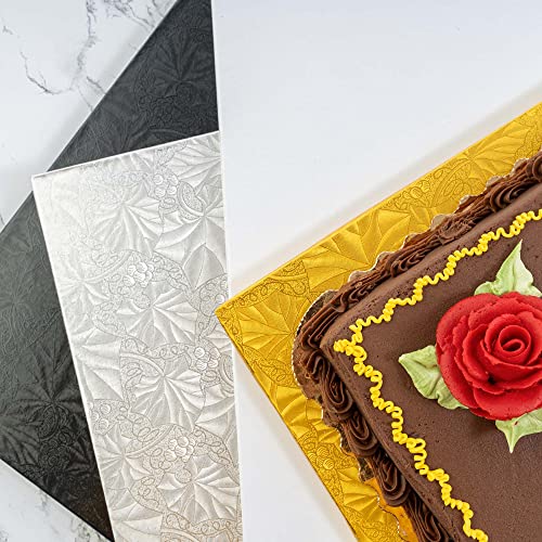 Dulcet Delights Rectangle Half Sheet Cake Drum - Decorative Cake Board for Cakes, Desserts & More - Food Safe - Disposable...
