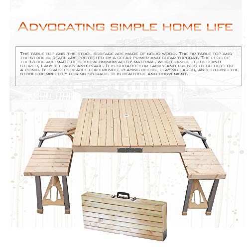 STONCEL Folding Table and Chairs Set, Portable Picnic Table with 4 Seats for Outdoor Camping Picnic BBQ, Party and Dining(...