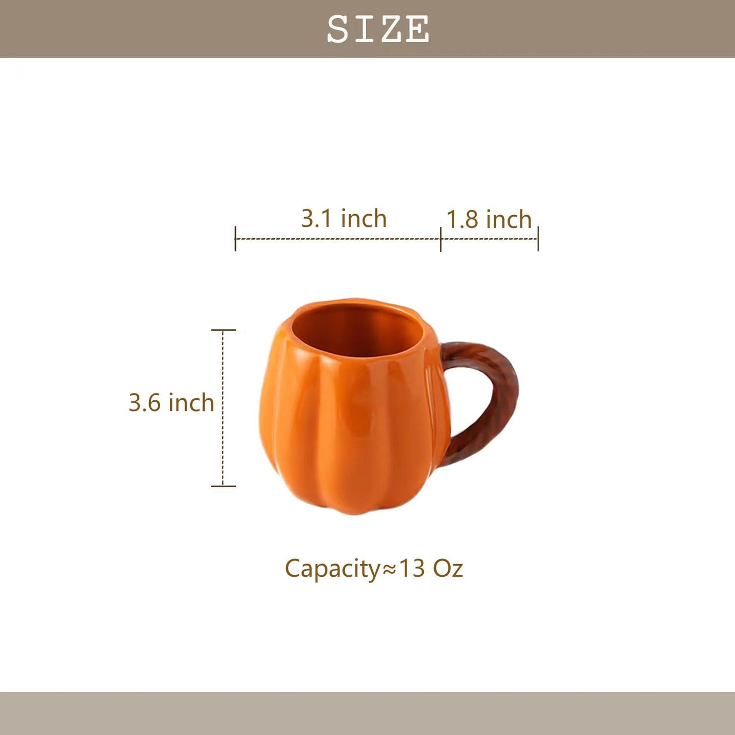 FYUEROPA 2 Pcs Ceramic Pumpkin Mug 13 Oz Coffee Mug Tea Cup, Holiday Decorations