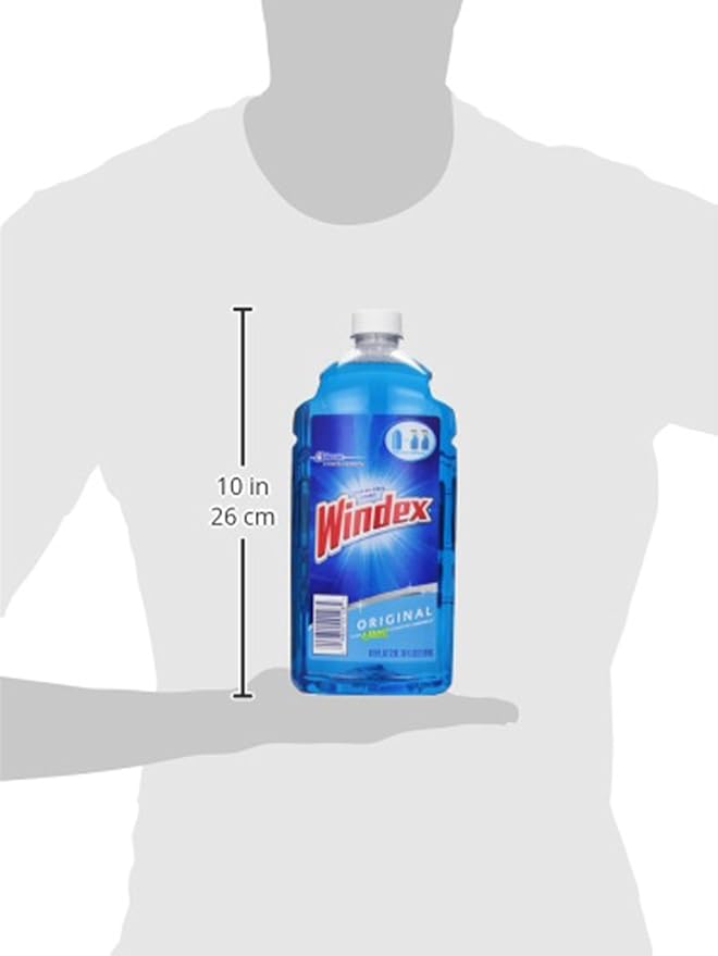 Windex Glass Cleaner Spray Refill, Original Blue Window Cleaner Works on Smudges and Fingerprints, Bottle Made from 100% Recovered Coastal Plastic, 2L (Pack of 2)