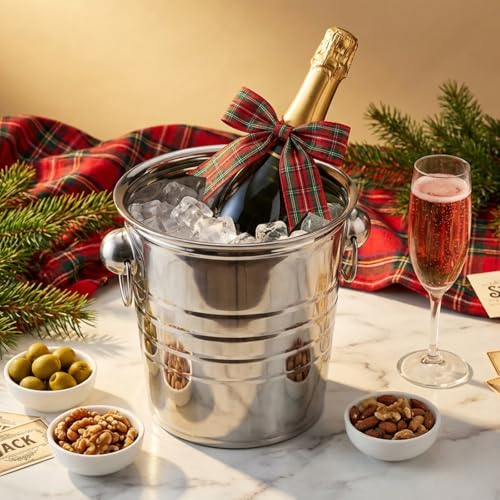 ZENFUN 2 Pack 3 Quart Ice Bucket with Handles, Beverage Tub with Handles, Galvanized Metal Ice Bucket, Drink and Wine Chil...